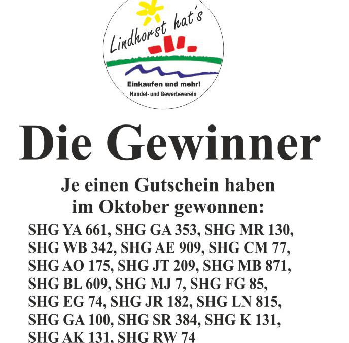 Gewinner der Autoaufkleberaktion im Oktober